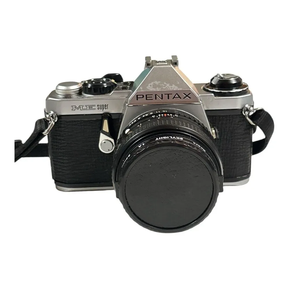 Pentax MX Black 35mm SLR Film Camera W/ 2.8 Telephoto Lens Pentax K Mount & Case